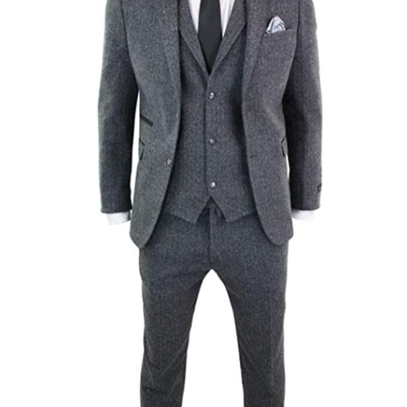 TruClothing Mens Grey Piece Tweed Suit